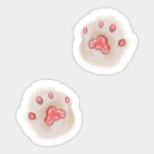 Pink Fluffy Cat Cute Paws Sticker